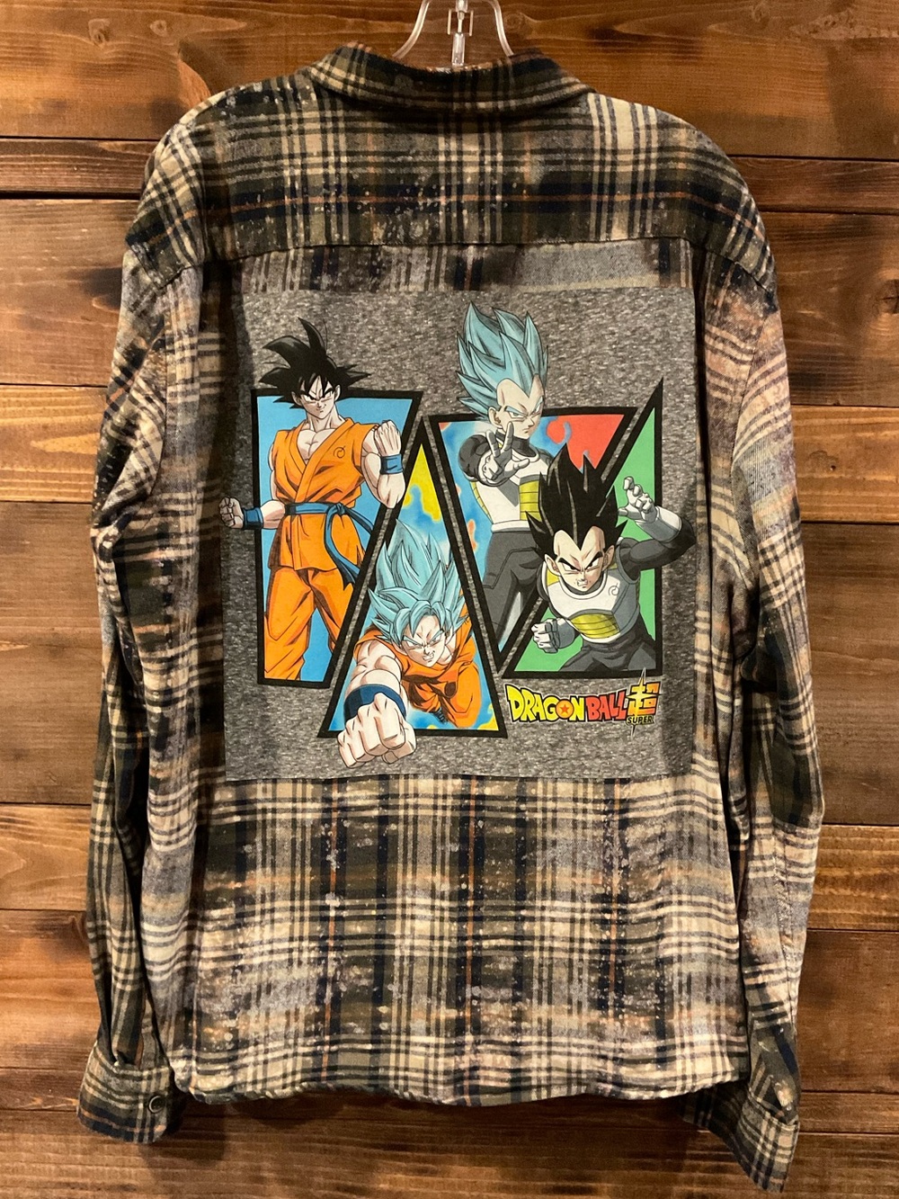 Dragon Ball Z Graphic Plaid Flannel Shirt - Multi-Color
